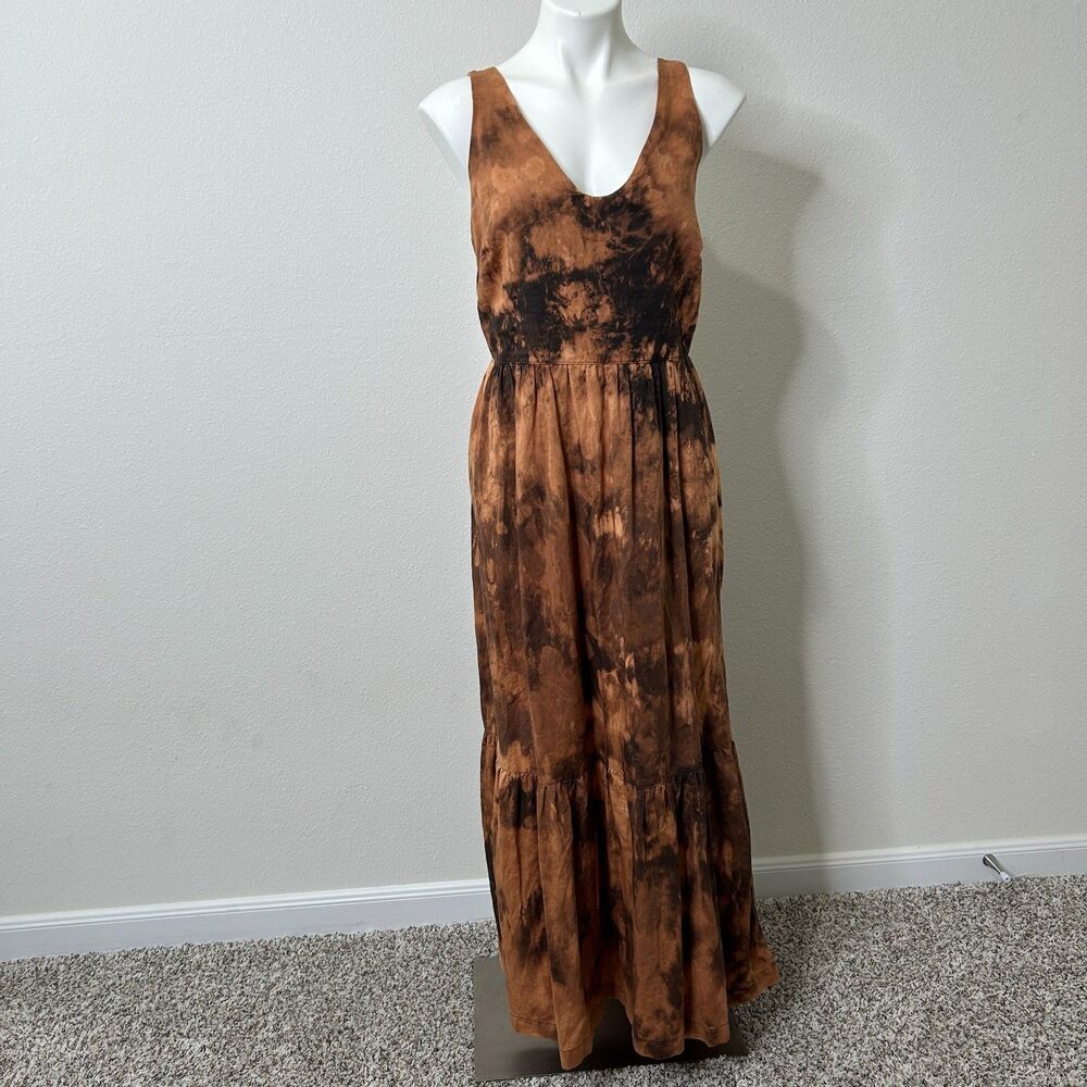 Pact Canopy Linen Blend Midi Tank Dress M Grunge Boho Earthy Tie Dye Reworked